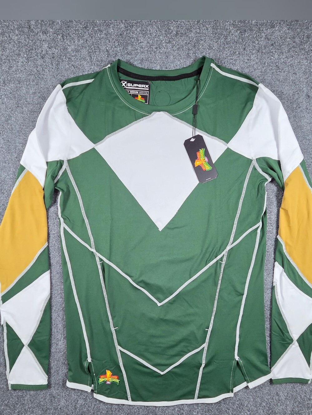 NWT SuperX Power Rangers Medium Green Tommy Costume Pullover Performance Shirt